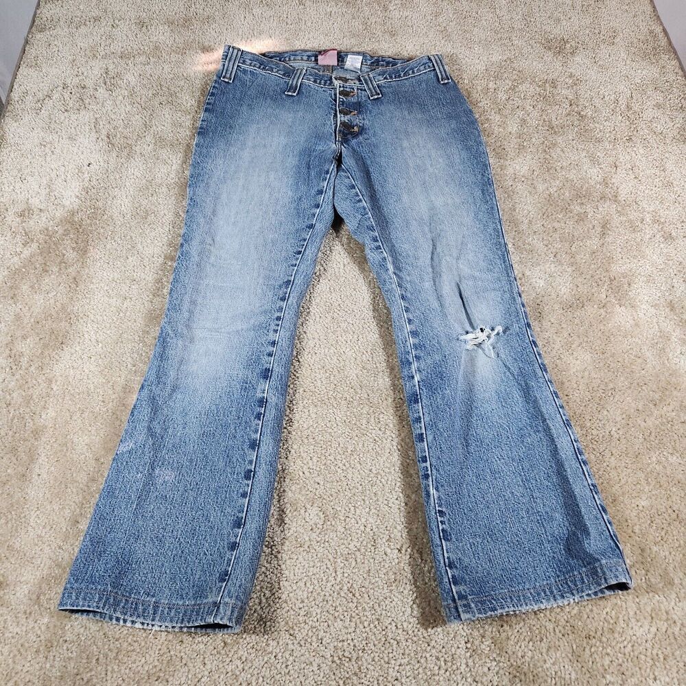 VTG Y2K Old Navy Low Rise Flared Blue Jeans Sz 6 (actual 30x27) US Fabric #221
